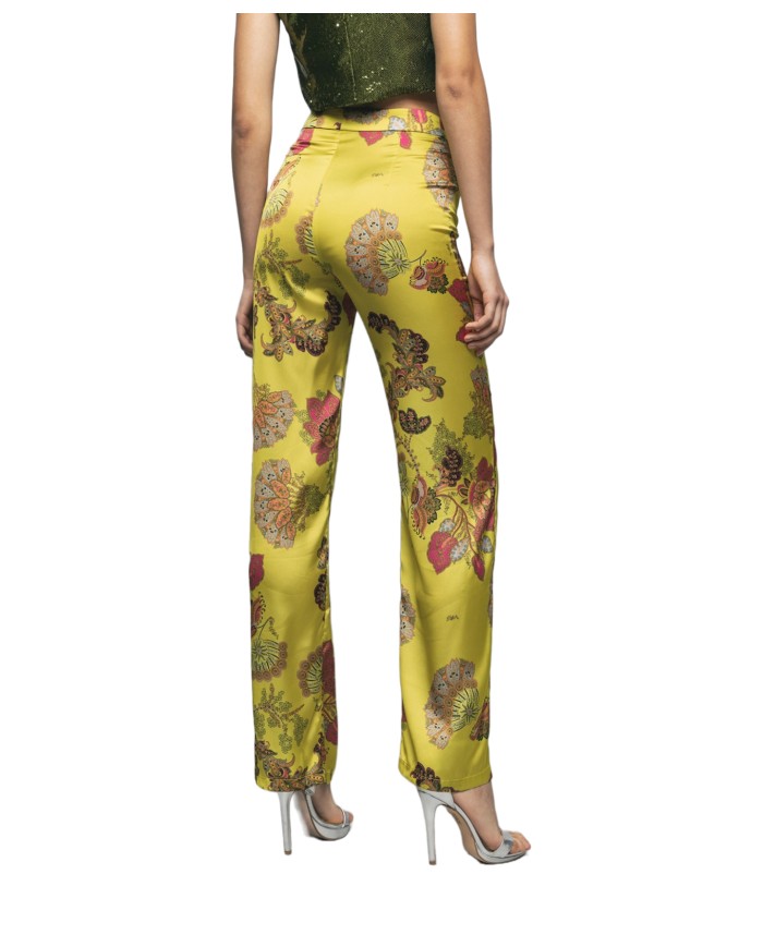 Pantaloni Donna Palazzo Fantasia Fiori Ethel