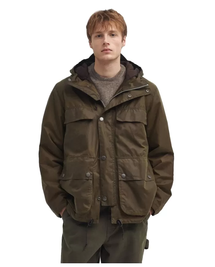 Parka a collo alto beech uomo con dettaglio toppa e logato BARBOUR